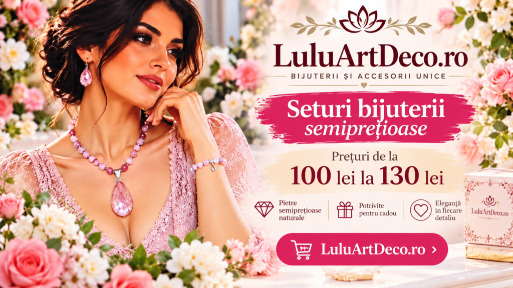 Romantică reclamă florală cu bijuterii semiprețioase